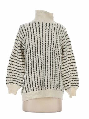 FRNCH Striped Pennington Merino Wool Turtleneck Sweater Cream & Black